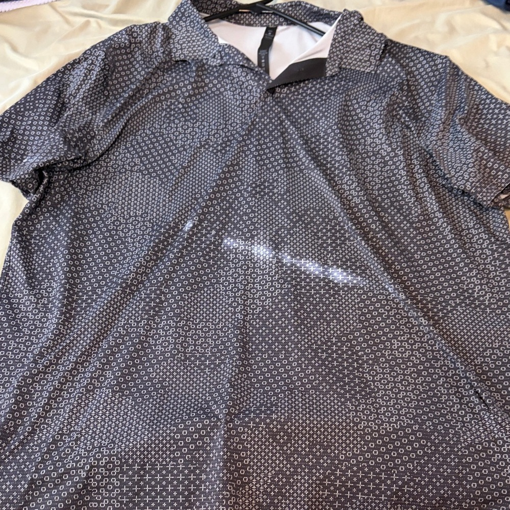 lululemon athletica Black Patterned Button Down S… - image 1